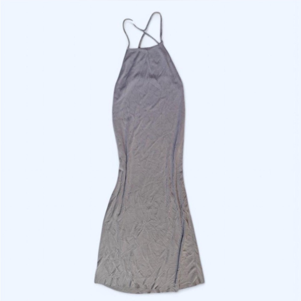 Zara Grey Halter Spaghetti Strap Slip Maxi / Midi Dress